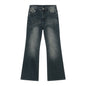 Retro Washed Distressed Flared Jeans - Blue L - jeans
