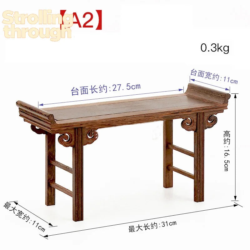 Chinese Redwood Low Tea Table and Display Stand - -