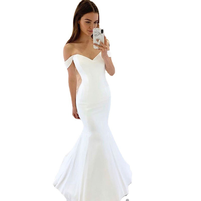 Elegant Satin Mermaid Bridal Gown - Ivory White US Size 14 - dress