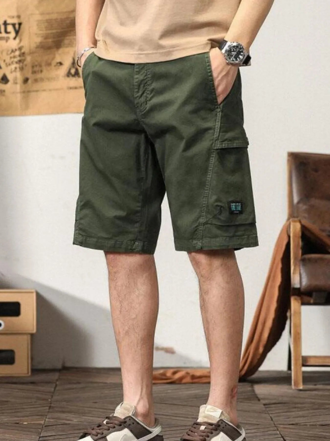 Men's Loose Fit Cargo Shorts - -