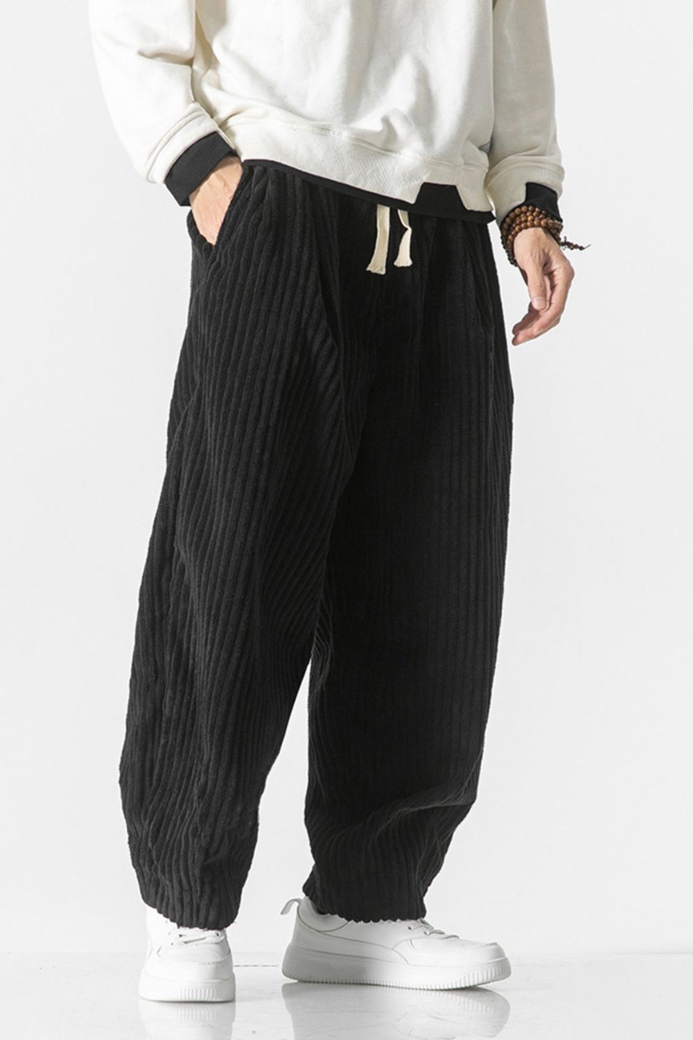 Men's Plus Size Corduroy Wide Leg Casual Pants - -