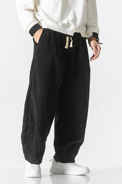 Men's Plus Size Corduroy Wide Leg Casual Pants - -