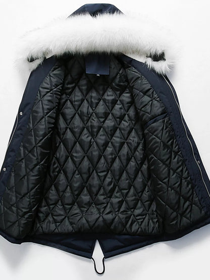 Men's Plus Size Fur Hooded Winter Parka Jacket - -