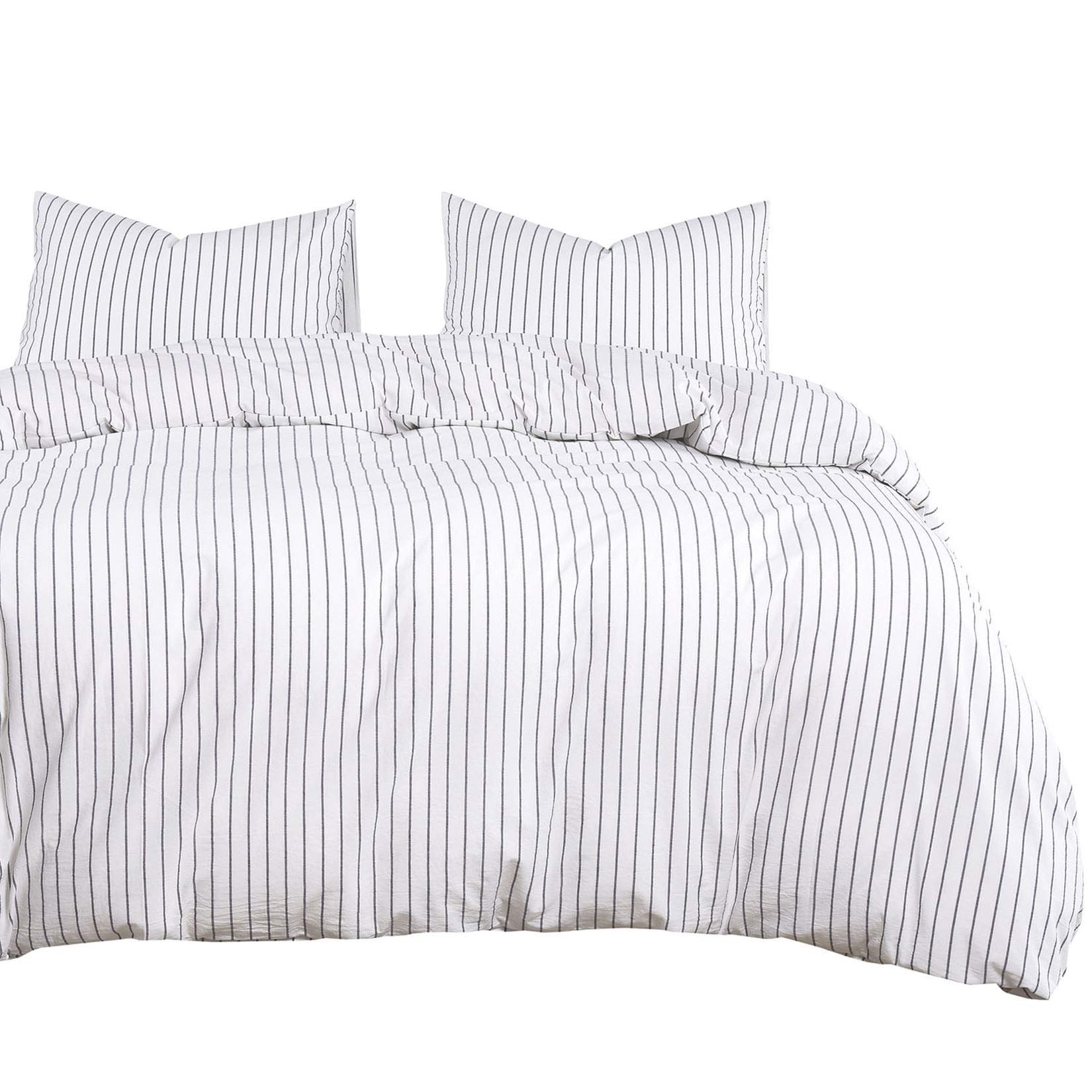 Cloud Stripe Cotton Duvet Set - Queen Size - White Queen - Duvet cover