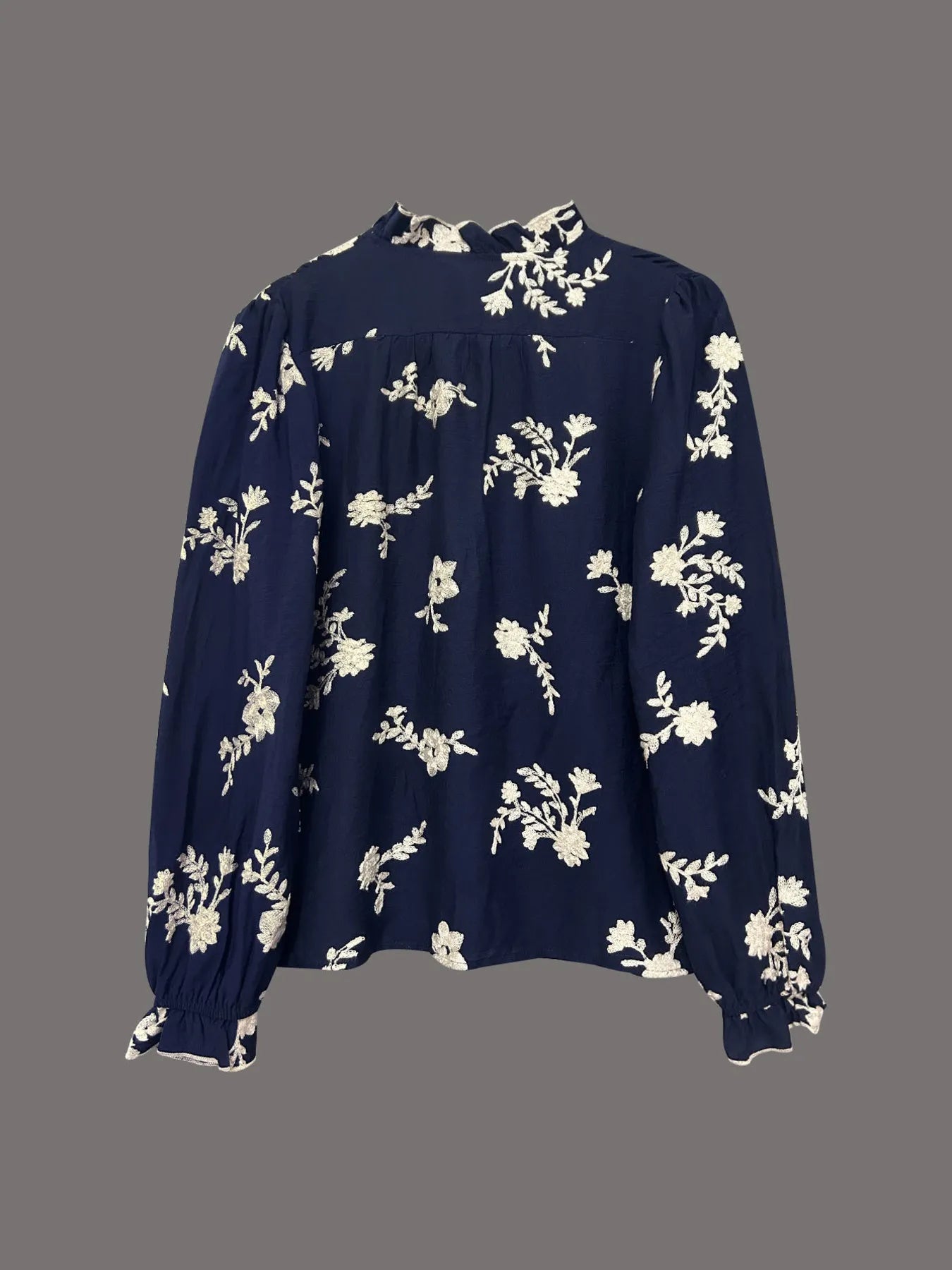 Flower Button Up Long Sleeve Shirt - -