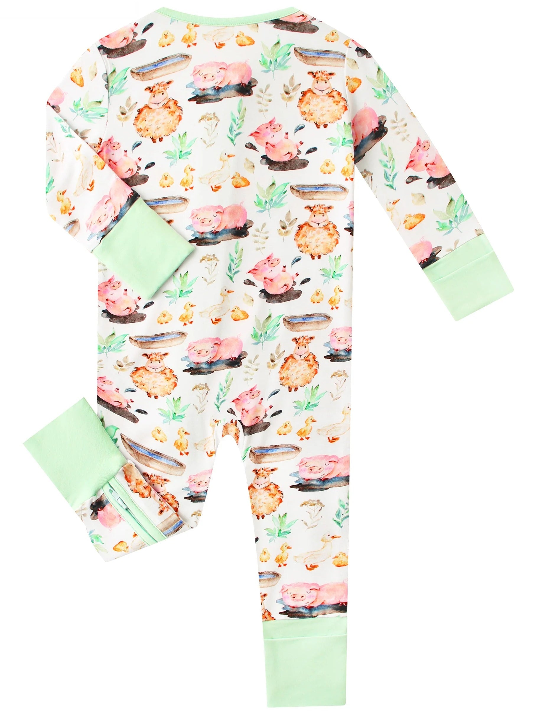 PoshTOT Little Yellow Sheep Bamboo Baby Convertible Zippy Romper - - Zippy Romper