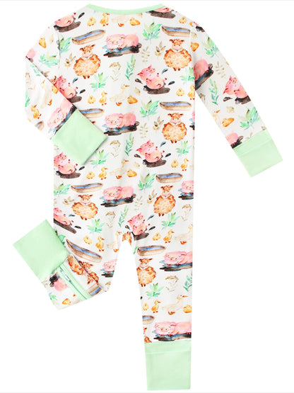 PoshTOT Little Yellow Sheep Bamboo Baby Convertible Zippy Romper - - Zippy Romper