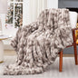 Touchat Ruched Faux Rabbit Fur Throw Blanket Tie-dye Coffee - Tie-dye Coffee Throw (50" x 60") - blanket