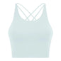 Comfort Full Support Padded Wire Free Cross Back Yoga Sports Bra Seamless Light Blue