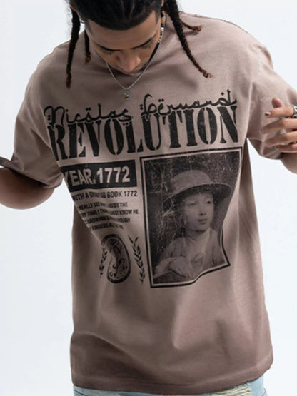 Men's Letter Graphic Oversized T-Shirt - -