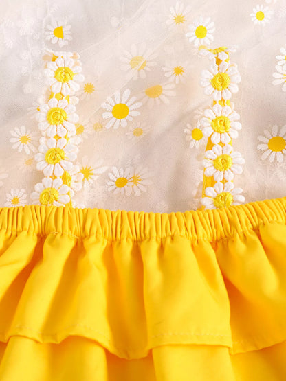 Children's Daisy Print Cami and Denim Shorts Set - -