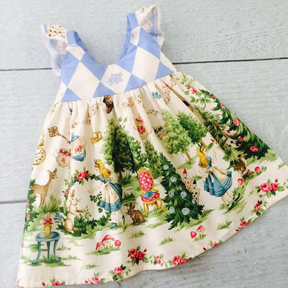 Childrens Cartoon Flying Sleeve Dress - - dress