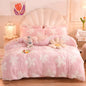 Rainbow Color Velvet Fluffy Plush Soft Bedding Bed Warm for Girl Sheet Set 4