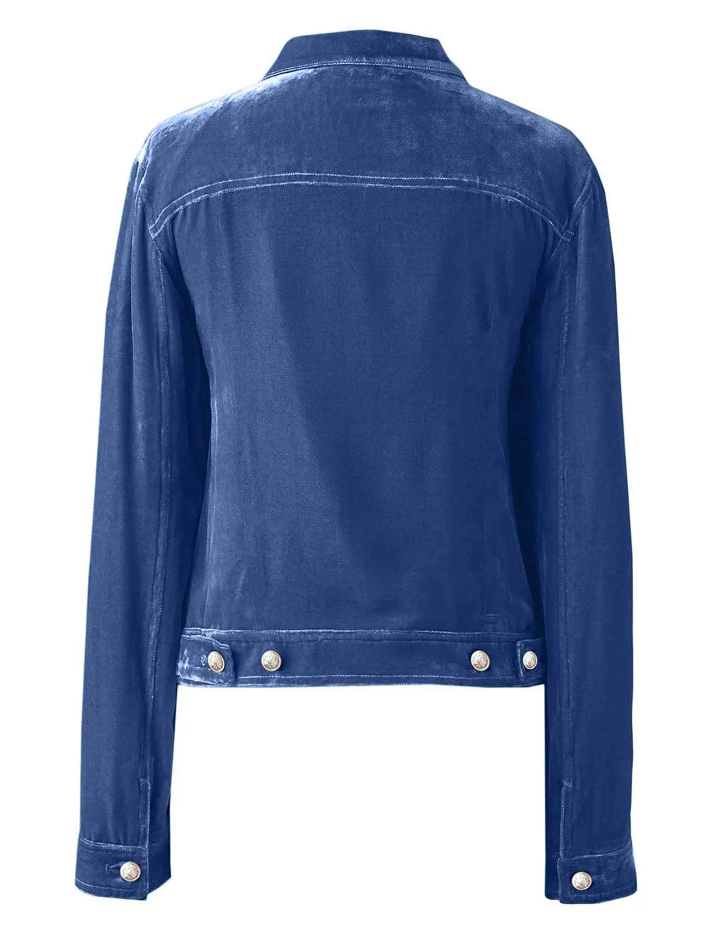 Button Up Long Sleeve Jacket with Chest Pockets - -