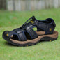 Large Size Real Genuine Leather Outdoor Summer Beach Leather Sandals Blue