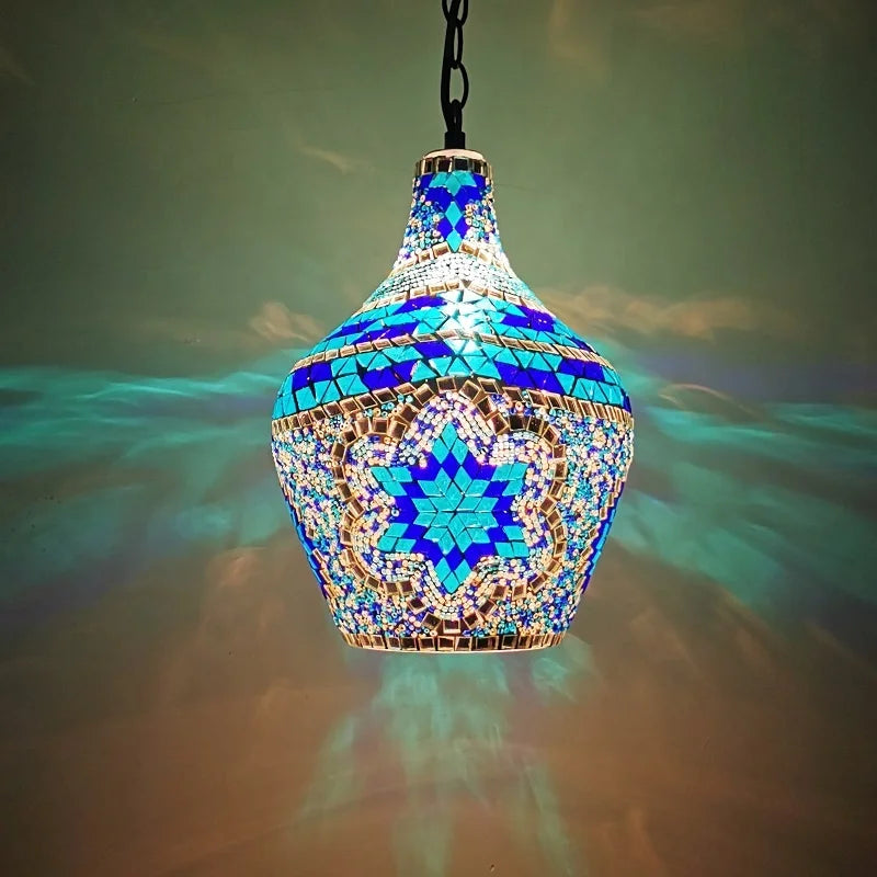 Handmade Multicolor Glass LED Turkish Moroccan Mosaic Lamp Ceiling Light