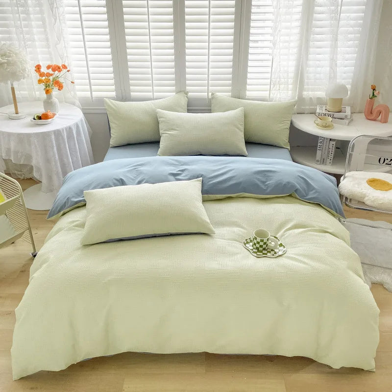 Cotton Four-Piece Set Waffle Cotton Quilt Cover and Four-Season