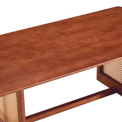 Chinese Style Imitation Rattan Tea Table Walnut Color - - Furniture