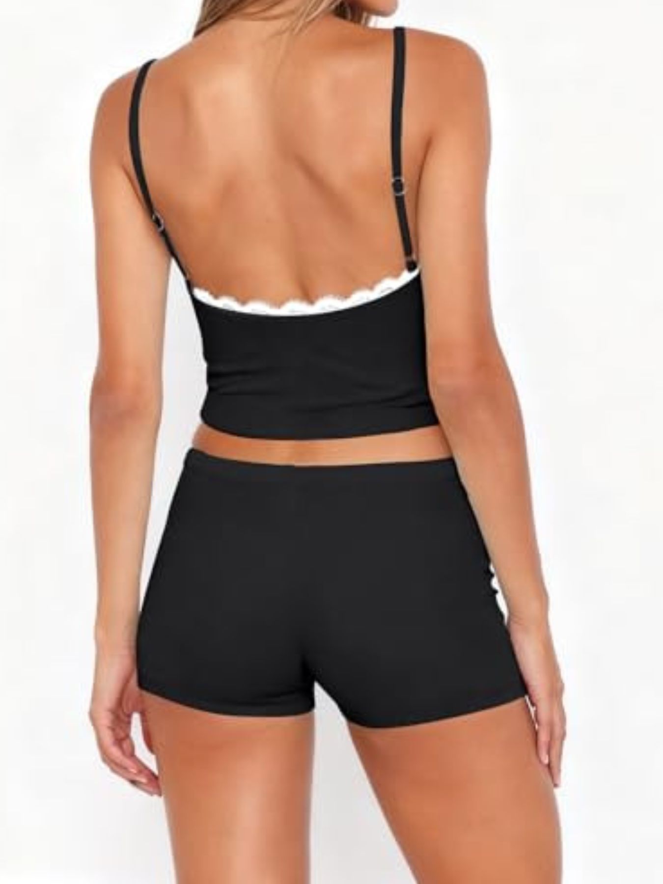 Contrast Trim Cami and Shorts Set- Shopimist- {{Product type}}
