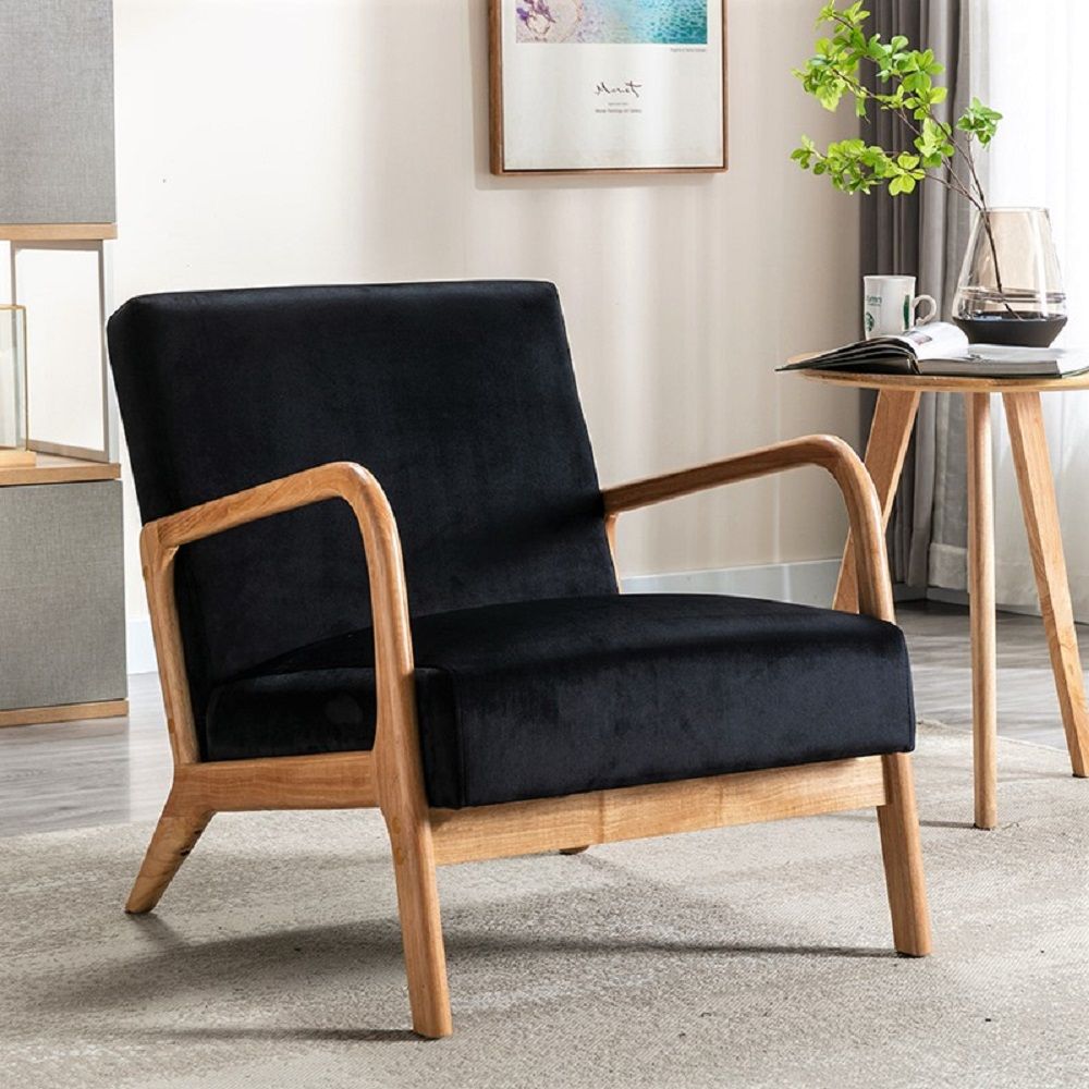 Classic Mid-Century Modern Accent Chairs, Open Framed Armchair With Cushioning- Unique Piece Furniture- {{Product type}}