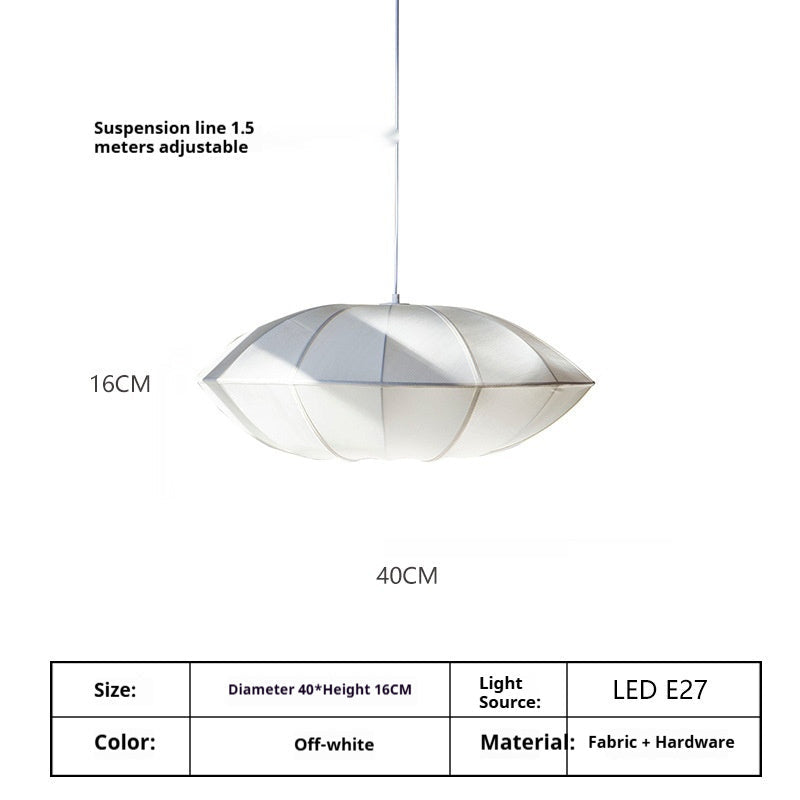 Simple And Modern Japanese Retro Pendant Light - A40off White With White Edge - Lights