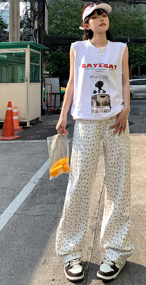 Retro Cherry Embroidered Corduroy Casual Pants - - pants