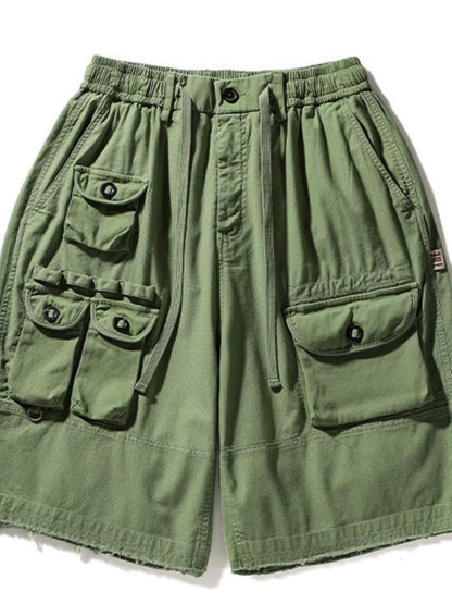Men's Multi Pockets Shorts - Green -