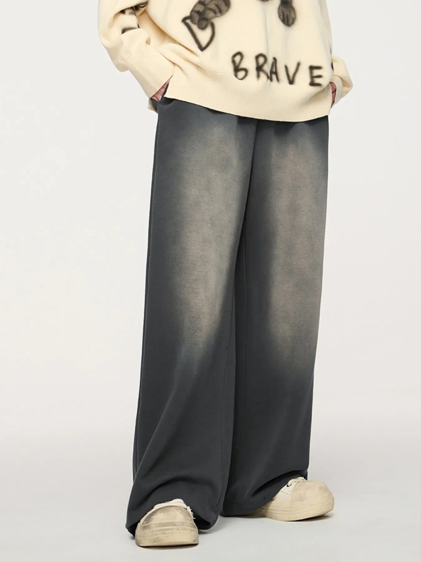 Men's Drawstring Wide Leg Comfort Pants - Dark Gray -