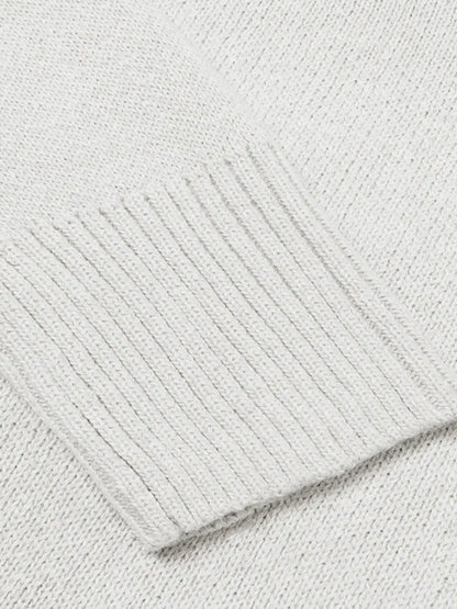V-Neck Long Sleeve Knit Top - -