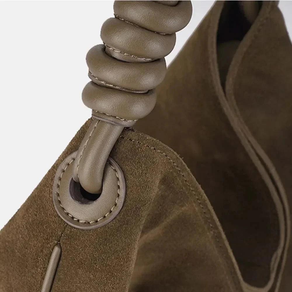 Womans Suede Leather Soft Bucket Bag