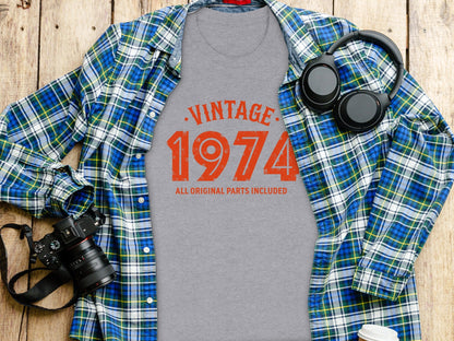 Vintage 1974 All Original Parts Included Birthday T-Shirt- Cloud 16 Clothing Co.- {{Product type}}