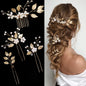 Golden Leaf Bridal Hair Pin Set - Vintage Style - Elegant - hair pin