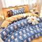 4pcs Microfiber Plant Bedding Set blue white pink