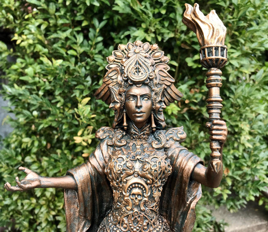 Hecate, Goddess of Witchcraft and Magic Statue, Resin Sculpture | Mythical Goddess Figurine | Folklore Altar Statue for Gothic Home Decor - -