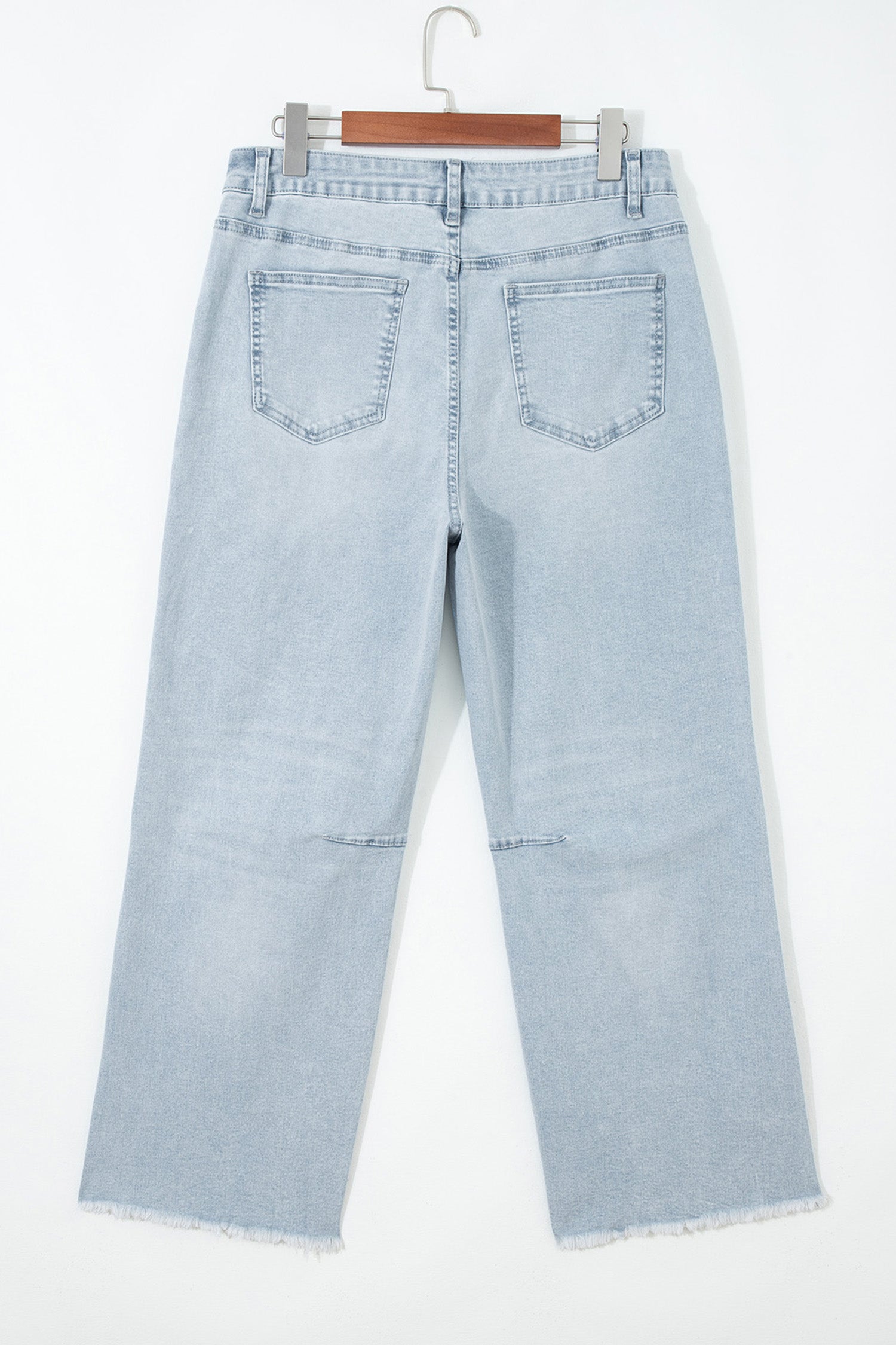 Denim Frayed Hem Cropped Straight Leg Jeans - - Bottoms/Jeans