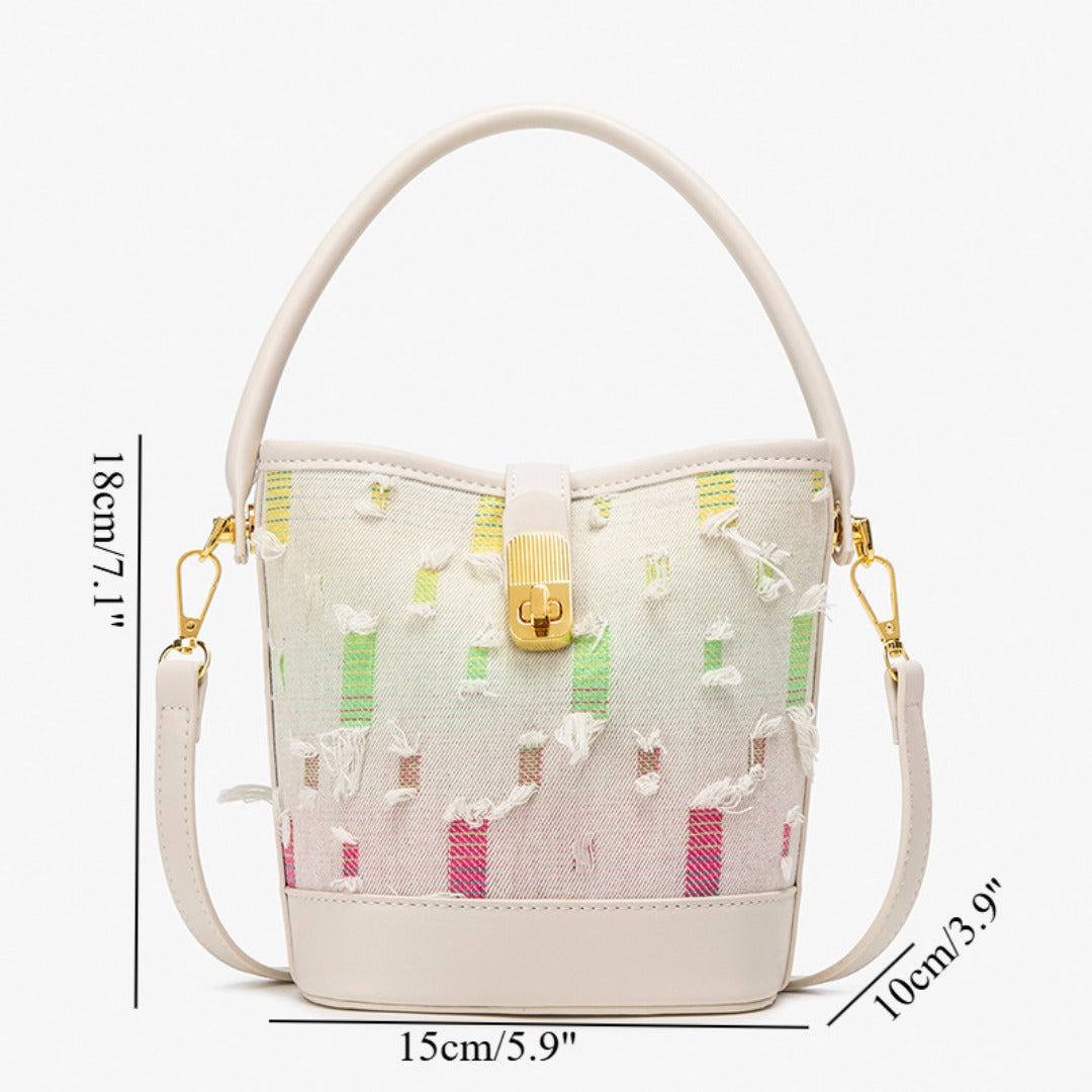 Fashion casual bucket bag, simple handbag, small tote bag, versatile commuter shoulder Crossbody bag - -