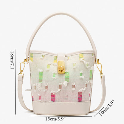 Fashion casual bucket bag, simple handbag, small tote bag, versatile commuter shoulder Crossbody bag - -