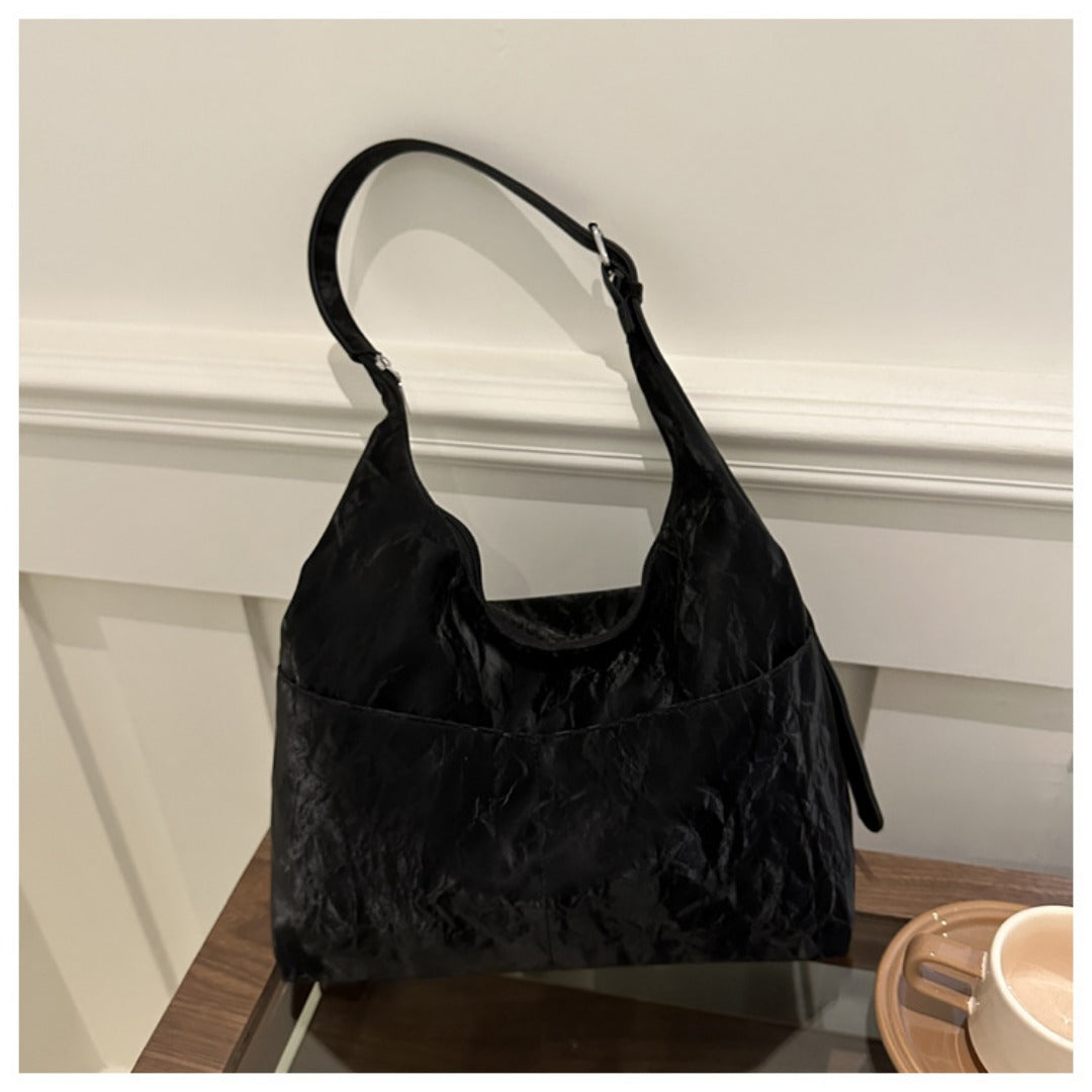 Soft large capacity hobo bag, women's summer work shoulder bag, shoulder bag, casual commuter tote bag - -