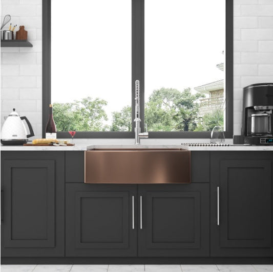 Rose Gold Stainless Steel Farmhouse Sink - - kitchen sink