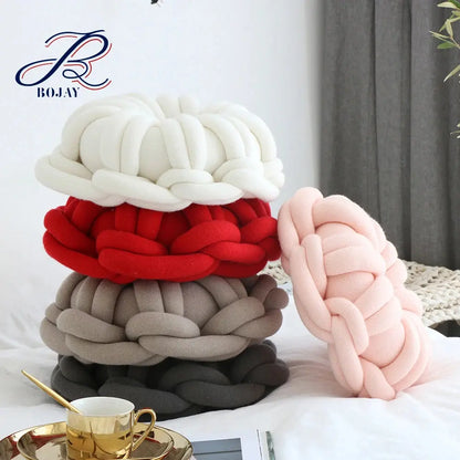 Round Solid Chunky Throw Pillow Knot Cushion Decorative Pillow