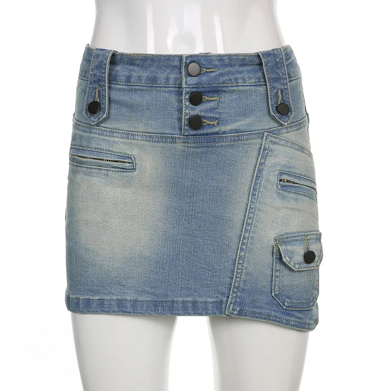 Vintage Denim Mini Skirts Low Rise Skirt