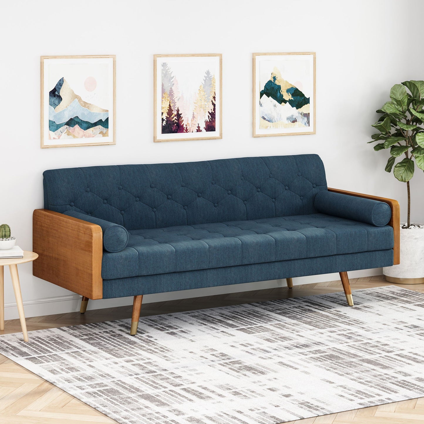 Aidan - Mid Century Modern Tufted Fabric Sofa- Unique Piece Furniture- {{Product type}}