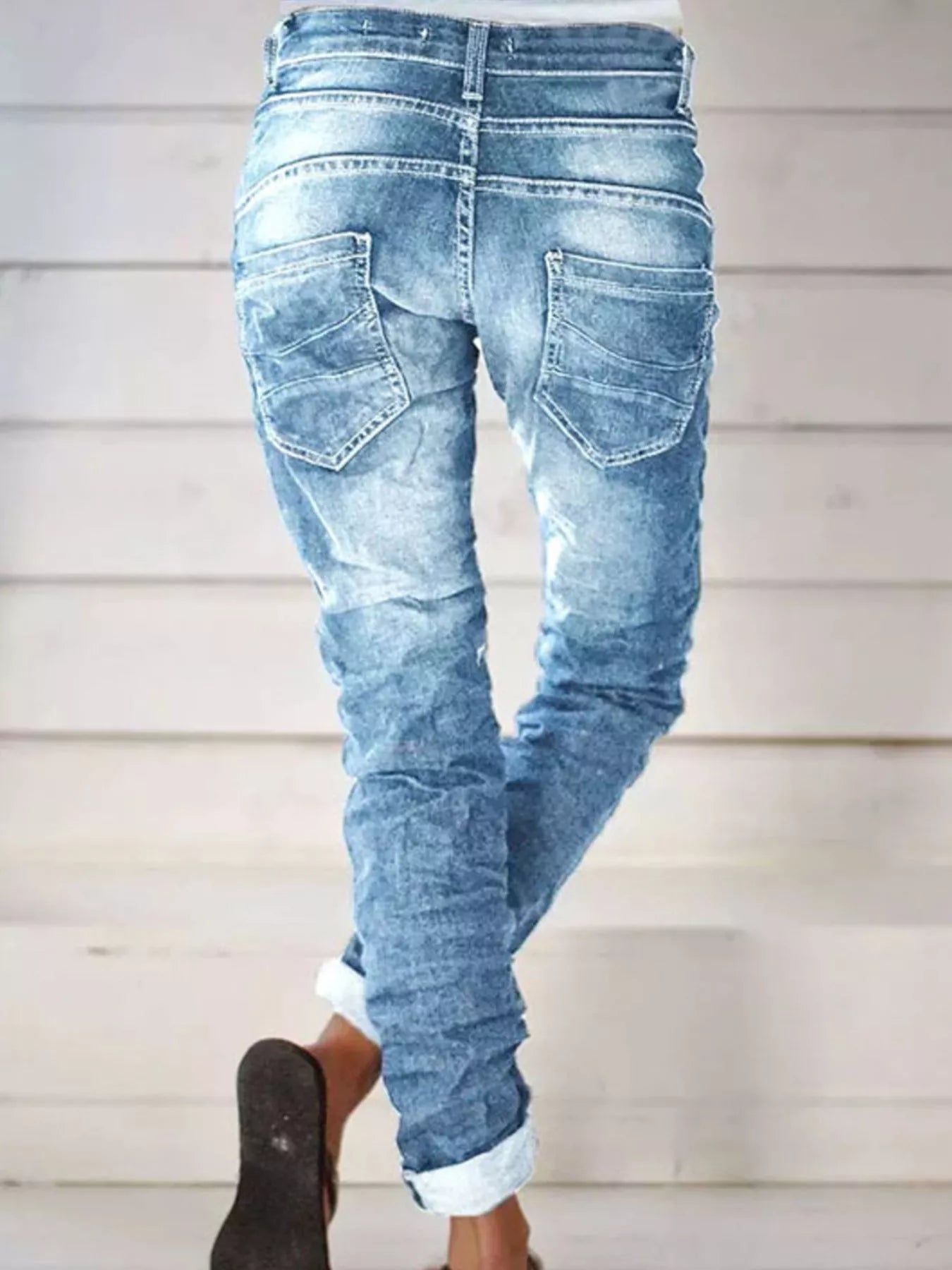 Full Size Washed Button-Fly Jeans Plus Size - -