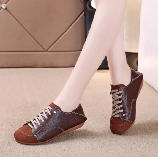 Womens Retro Round Toe Flat Shoes - - shoes