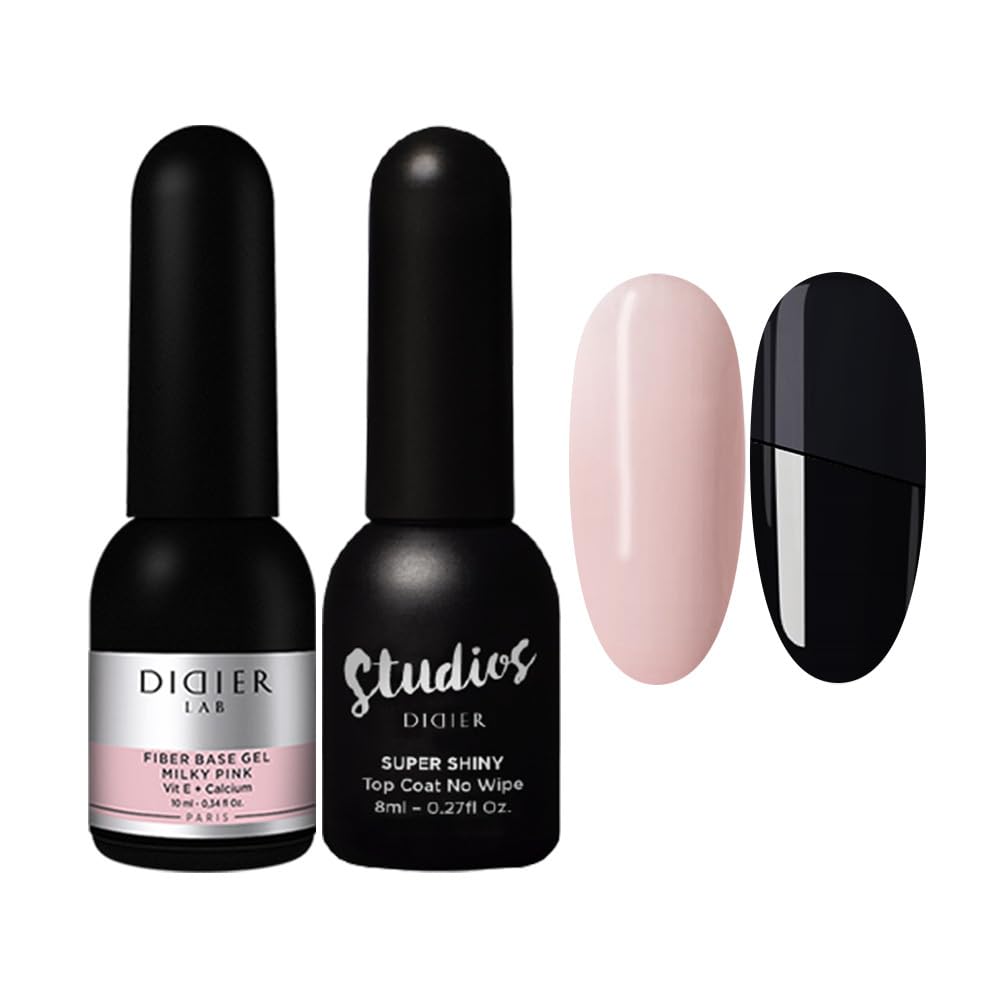 DIDIER LAB Premium Fiber Base and Top Coat Gel Nail Polish -Milky Pink - - gel polish