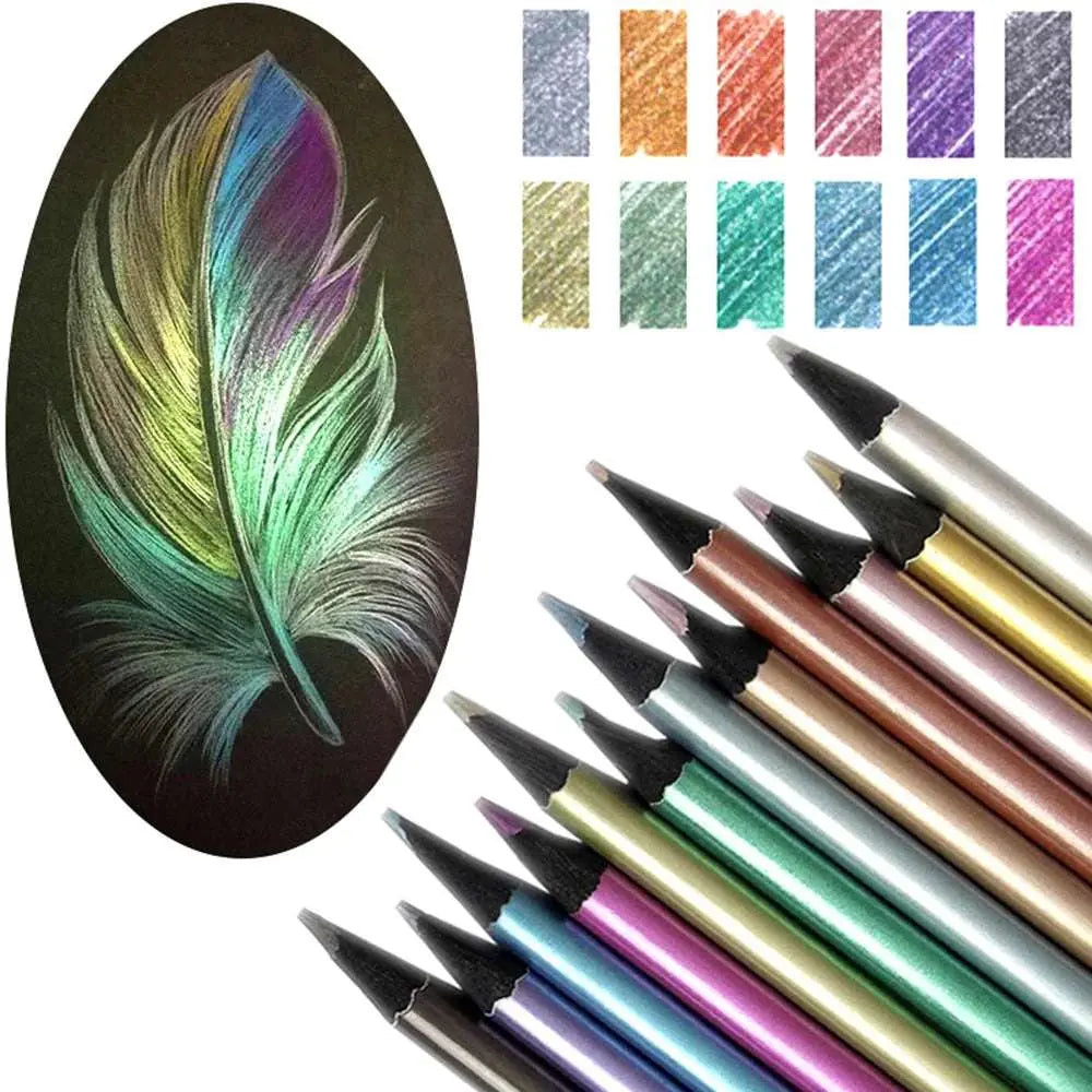 12 Colors Metallic Colored Pencil Set