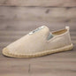 Flat Canvas Shoes Hemp Flats for Men Male Loafers Causal Shoes Beige