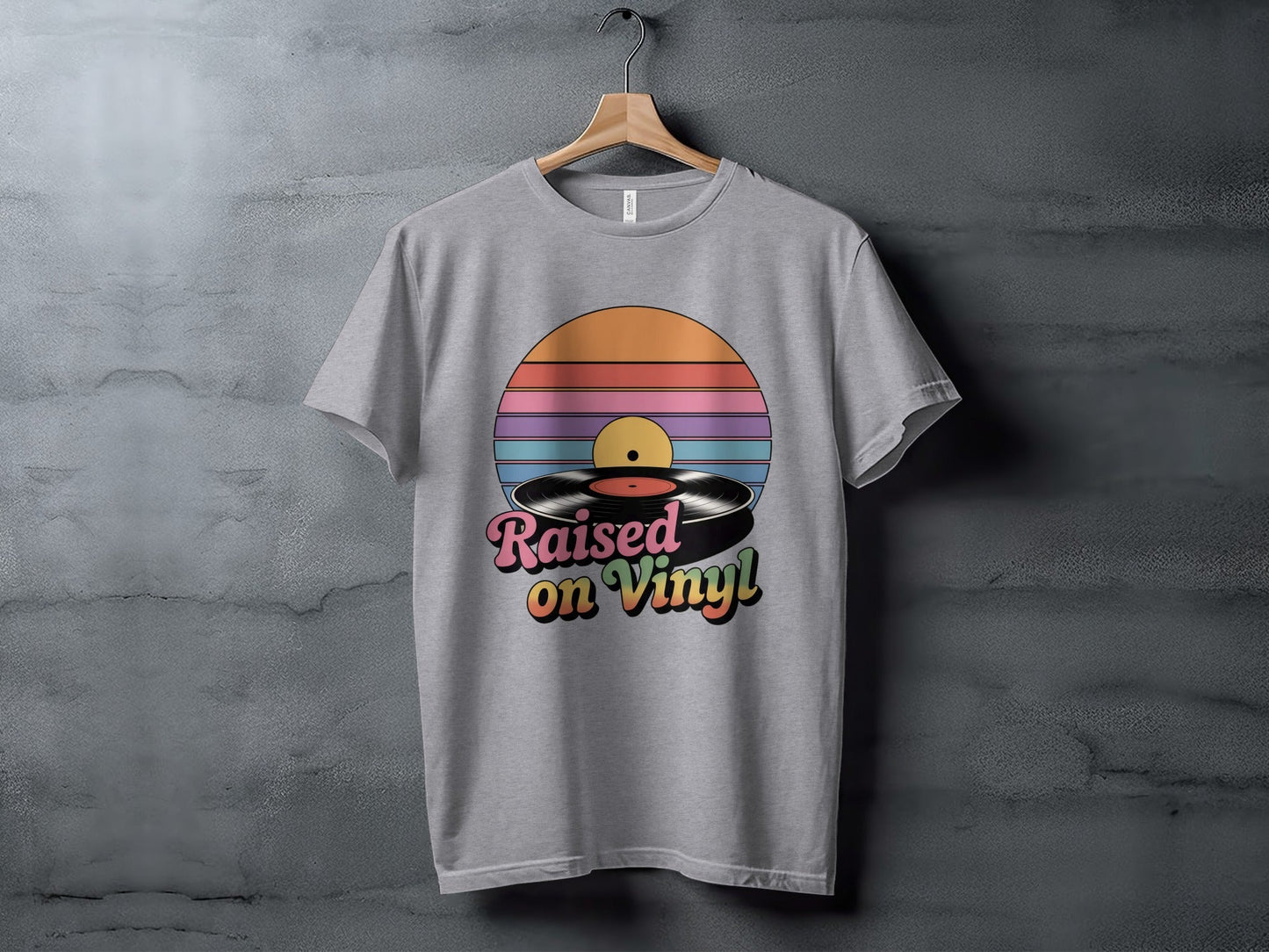 Raised On Vinyl Vintage Retro Style Design Graphic T-Shirt- Cloud 16 Clothing Co.- {{Product type}}