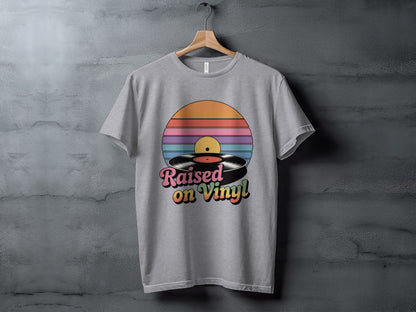 Raised On Vinyl Vintage Retro Style Design Graphic T-Shirt- Cloud 16 Clothing Co.- {{Product type}}