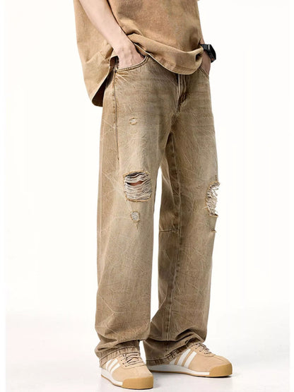 Men's Distressed Relaxed Fit Jeans - -